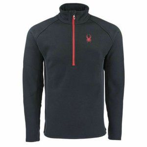 A1 SPYDER Men's RED Black Half zip Fleece Outbound pockets Pullover Jacket M L